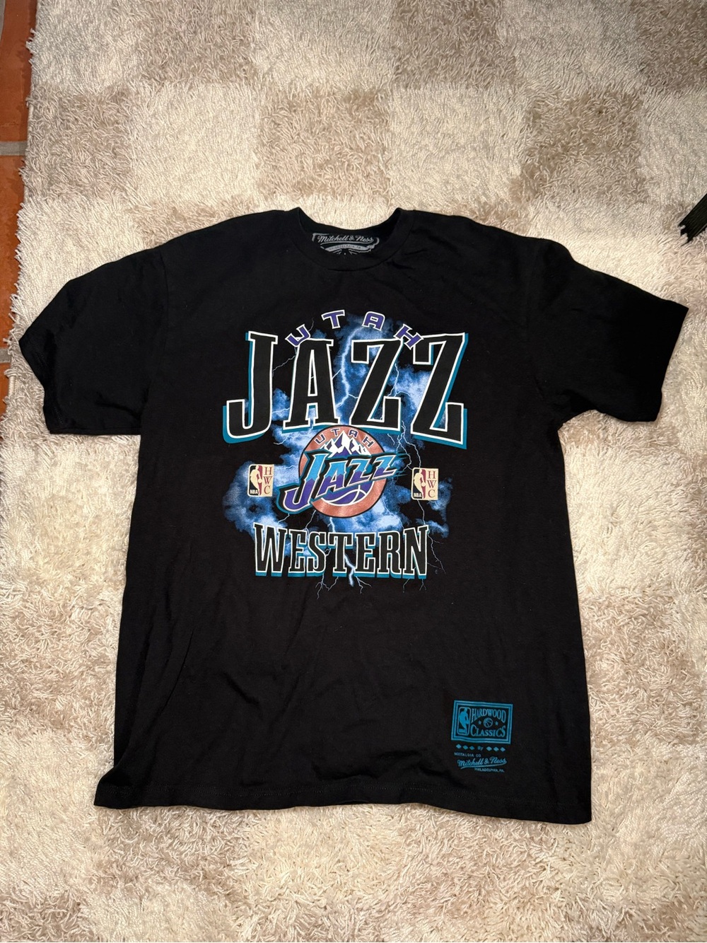 Mitchell & Ness Black Utah Jazz Western Graphic Tee